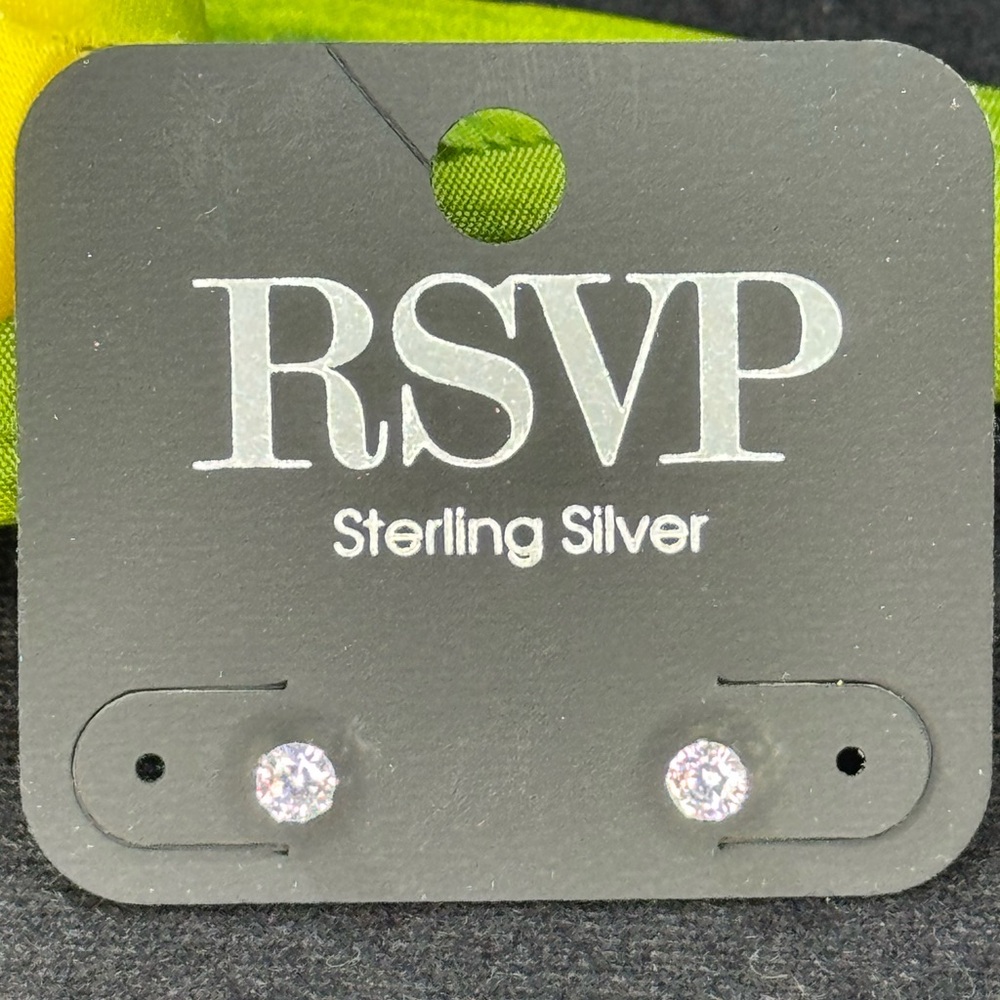 RSVP Sterling Silver Sparkly Solitaire Earrings